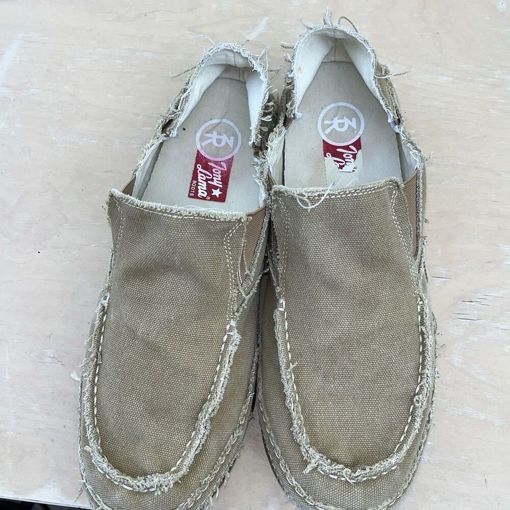 Tony Lama Lindale Canvas Slip On Men's Boho Raw Edge Casual Loungewear 12D - Picture 4 of 13
